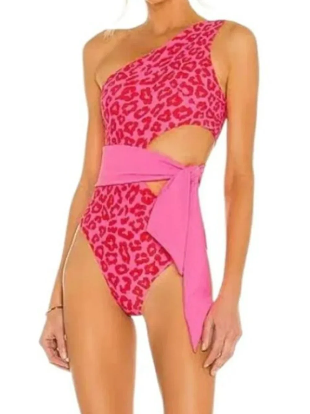 Beach Riot Eva Leopard Cut-Out One-Piece Swimsuit